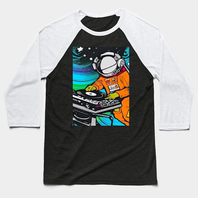 Astronaut DJ In Space Baseball T-Shirt by maxcode